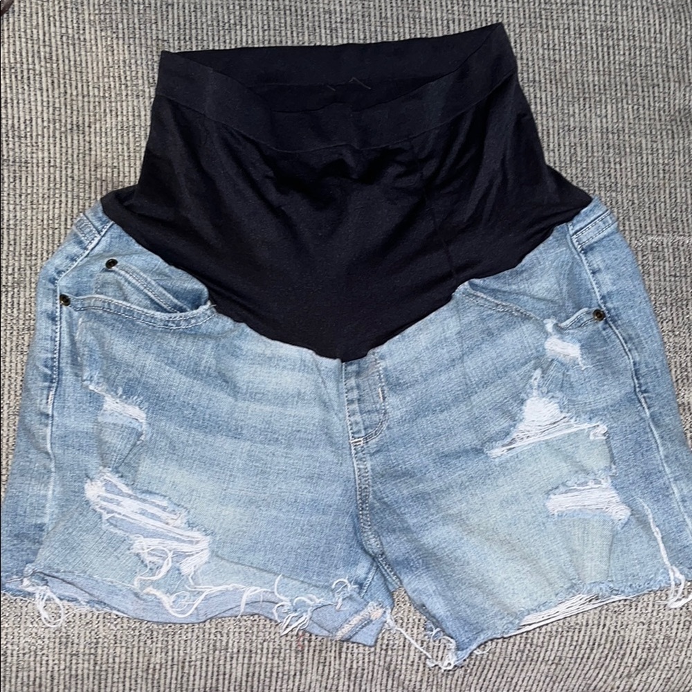 Sonoma Maternity Jean Shorts with Distressed Design